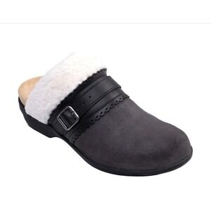 Spenco Nottingham Arch Supportive Clog Womens 9 B Irongate Black Leather New